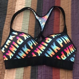 Pink Victoria’s Secret sports bra